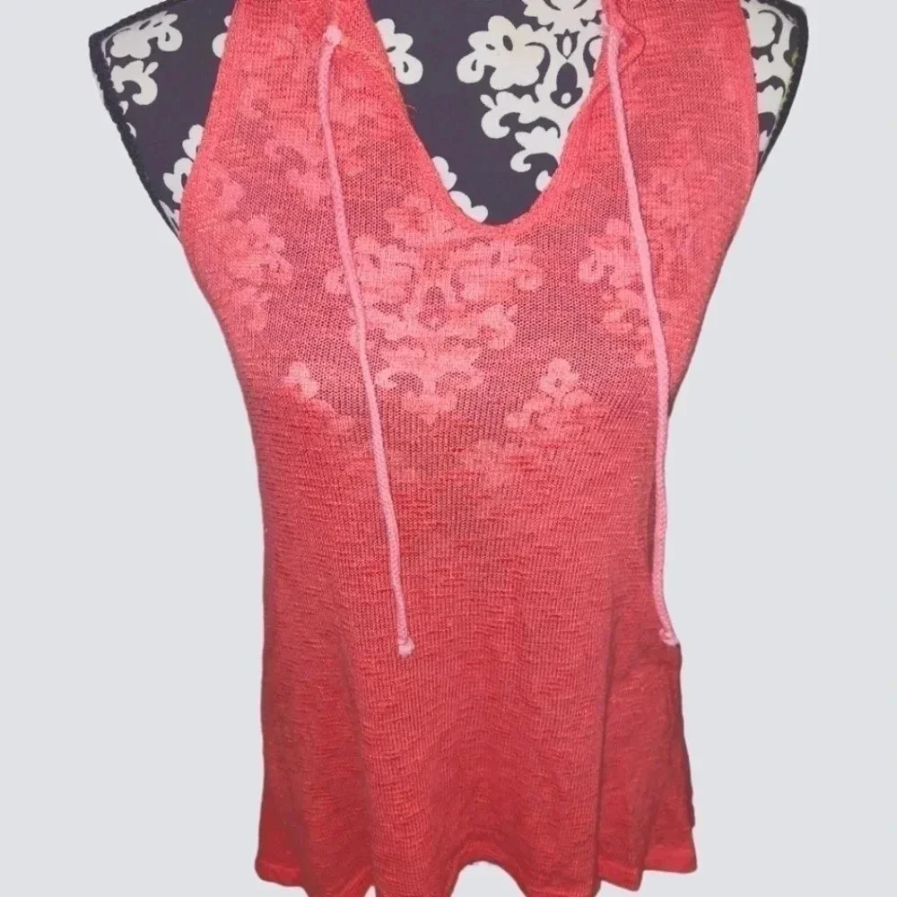CORAL hooded lightweight Sleeveless sweater